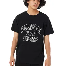 Asics Black Printed Cotton T-Shirt-image-6