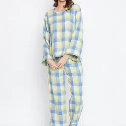 The Kaftan Company Multicolor Check Reversible Top With Pyjamas-picture-38