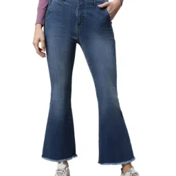Global Republic Blue Denim Regular Fit High Rise Waistband Bootcut Jeans-image-33