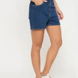MADAME Mid Blue Solid Shorts image 3