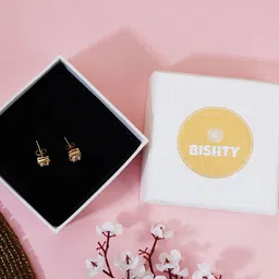 Bishty Fashion Stainless Steel Rhodium-Plated CZ Studded Square Enamelled Studs-image-17
