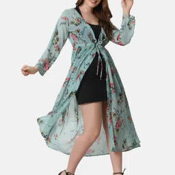 BUYNEWTREND Blue Floral Print Shrug image 4