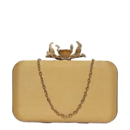 NR by Nidhi Rathi Golden Fabric Minaudiere Clutch image 3