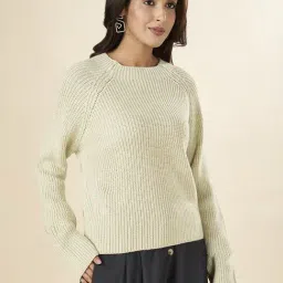 Akkriti by Pantaloons Beige Regular Fit Sweater image 3