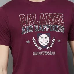 SmileyWorld Maroon Cotton Regular Fit Printed T-Shirt image 4