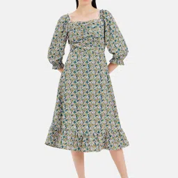 Kazo Multicolor Floral Print Midi Dress image 4