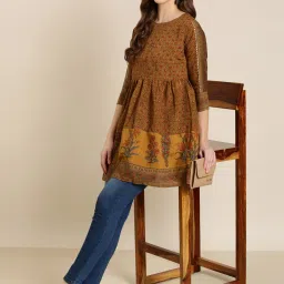 showoffff SHOWOFF Mustard Floral Print Kurti image 4
