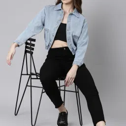 showoffff SHOWOFF Blue Regular Fit Denim Jacket image 4