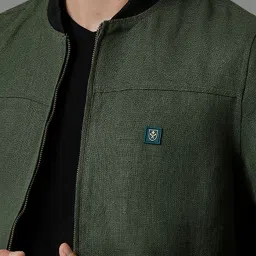 Linen Club Green Regular Fit Bomber Jacket image 4