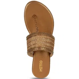 Metro Women's Antique Gold T-Strap Wedges image 4