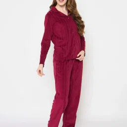 madame m secret MSECRET Maroon Stripes Pyjama Set image 4