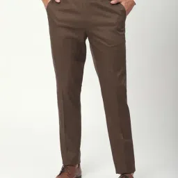 R&B Brown Slim Fit Trousers-picture-43