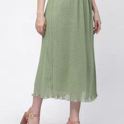Lela Green Self Pattern A-Line Skirt image 4