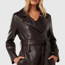 Forever New Chocolate Polyester Slim fit Treanchcoat image 4