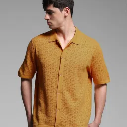 Jack & Jones Apricot Yellow Cotton Regular Fit Texture Polo T-Shirt image 4