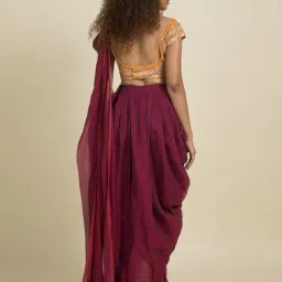 Suta Purple Pure Cotton Ready to Wear Saree Without Blouse image 2