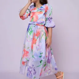 Peppermint Kids Purple Satin Flared Fit 1 Dress image 4