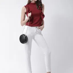 KASSUALLY Maroon Relaxed Fit Top image 4