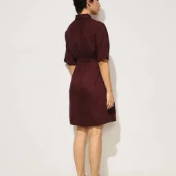 Only Maroon Solid Dress image 2