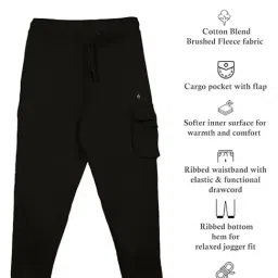 Kiddopanti Boys Military Green Fleece Embroidered Joggers image 5