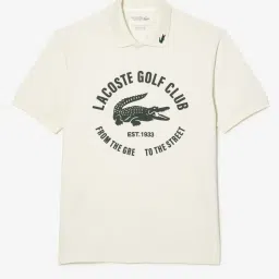 Lacoste Off White Classic Fit Printed Polo T-Shirt image 4