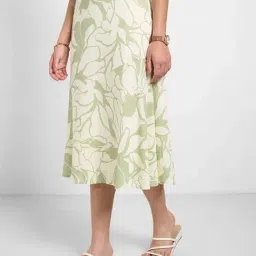 Annabelle by Pantaloons Smoke Green Printed Skirt image 3