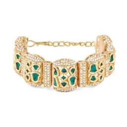 Zaveri Pearls Green Stones & Dazzling Austrian Diamonds Embellished Bracelet-image-33