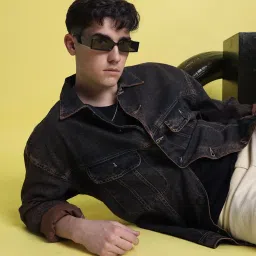 Bene Kleed Brown Cotton Loose fit Solid Jackets image 4