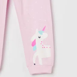 Fame Forever by Lifestyle Girls Pink Cotton Print Track Pants image 4