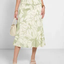 Annabelle by Pantaloons Smoke Green Printed Skirt image 4