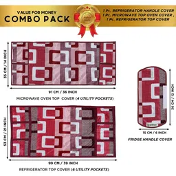 E-Retailer 3Pc Purple Patterned Waterproof Refrigerator & Handle Cover With Oven Cover image 2