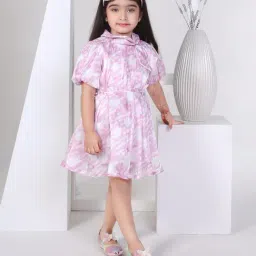Peppermint Kids Purple & White Printed Dress-image-35