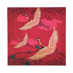 India Circus Red Canvas Lakeside Crane Flight Wall Art - Set of 3 image 4
