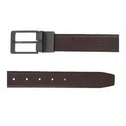 Louis Philippe Black Leather Textured Reversible Belt image 4