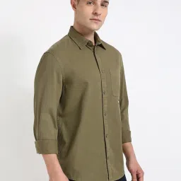 Tommy Hilfiger Fatigue Green Cotton Regular Fit Shirt image 4