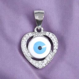 Taraash 925 Sterling Silver Evil Eye Heart Sparkling Cubic Zirconia Pendant for Women-picture-16