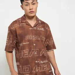 Street 808 By Pantaloons Brown Cotton Relaxed Fit Printed Shirt-picture-32