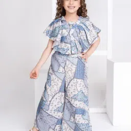Peppermint Kids Blue & White Printed Jumpsuit-image-35