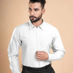 THE FORMAL CLUB Cloud White Cotton Solid Smart Fit Shirt-picture-38