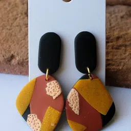 VMA PLAY FASHION Brass-Plated Geometric Drop Earrings image 1