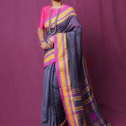 Unnati Silks Grey Cotton Woven Saree With Unstitched Blouse-image-14
