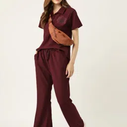 LILL Wine Embroidered T-Shirt With Pants image 4