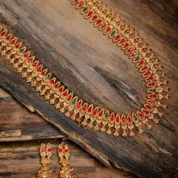 Zaveri Pearls Green Tone Long Traditional Necklace & Earring Set-ZPFK8963-image-54