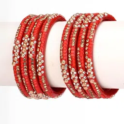 1ST TIME Set Of 10 Red Alloy Artificial Stones & Beads Bangles image 4
