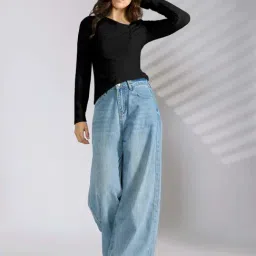 Showoffff Black Cotton Regular Fit Top image 5