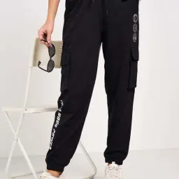 Ajile by Pantaloons Black Plain Joggers image 4