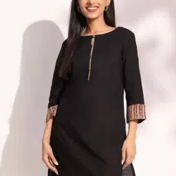Fabindia Black Cotton Straight Kurti-image-43
