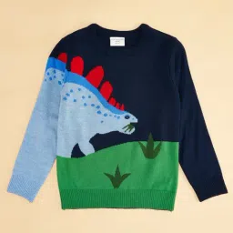 Pantaloons Junior Navy Blue Printed Regular Fit Sweater image 3