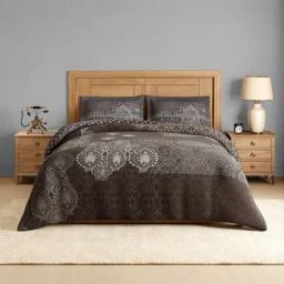 Spaces Cotton Brown Solid 300 TC Double Size Bedsheet with 2 Pillow Covers-picture-16