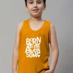 Friskers Kids Yellow & White Cotton Printed Vest-image-86
